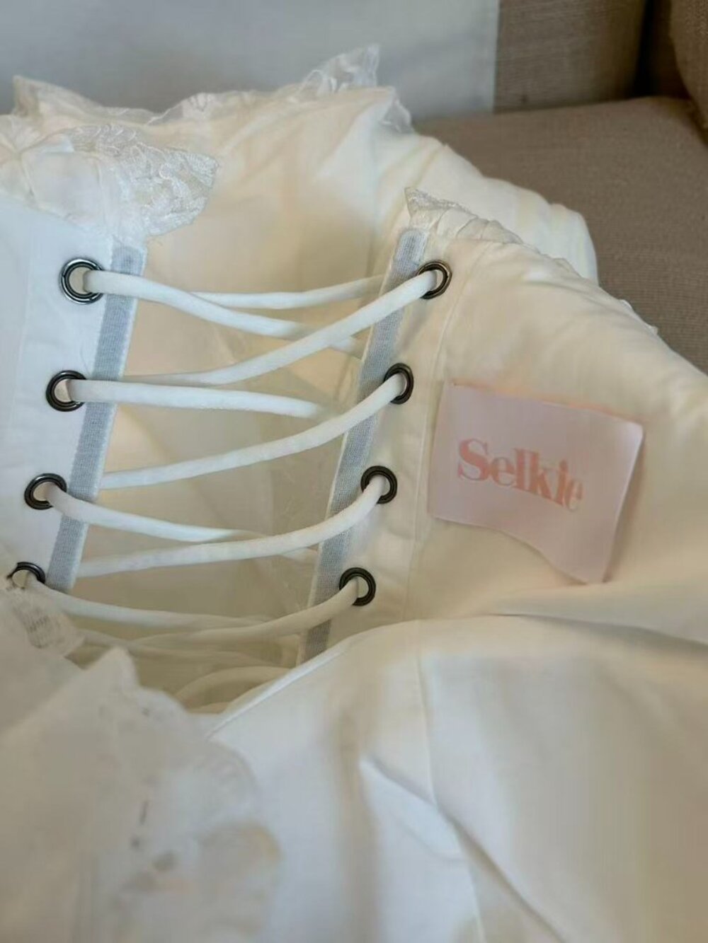 Selkie The Ivory Cupid Midi Dress White Lace Party Wedding Large - Picture 10 of 13